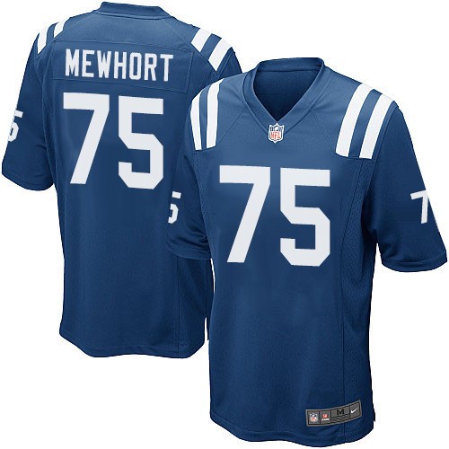 Men's Game Jack Mewhort Nike Jersey Royal Blue Home - #75 NFL Indianapolis Colts